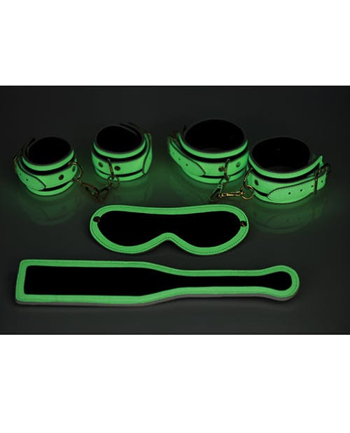 XR Brands Master Series Kink In The Dark Glowing Cuffs &amp; Blindfold &amp; Paddle Set Kink &amp; BDSM