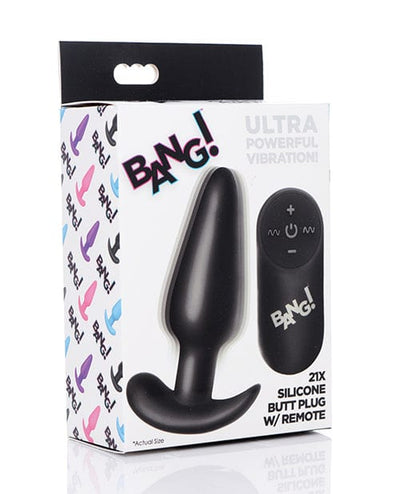 Xr LLC Bang! 21x Vibrating Silicone Butt Plug W/remote Black Anal Toys