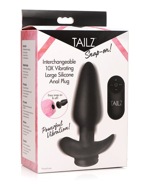Xr LLC Tailz Snap On Interchangeable 10x Vibrating Silicone Anal Plug W/remote Large Anal Toys