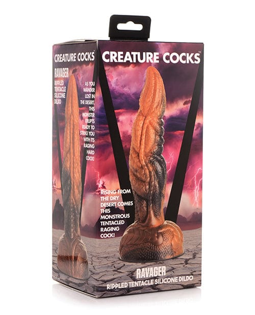 Creature Cocks Ravager Rippled Tentacle Silicone Dildo  - Orange / Black