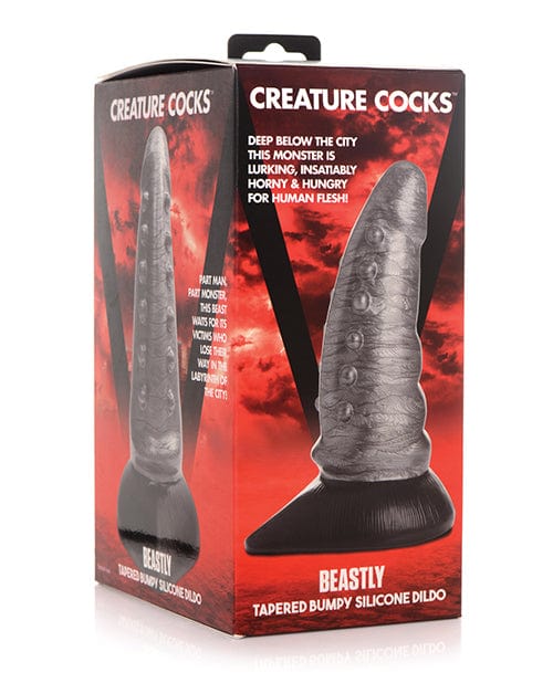 Xr LLC No Eta Creature Cocks Beastly Tapered Bumpy Silicone Dildo - Silver-black Dildos