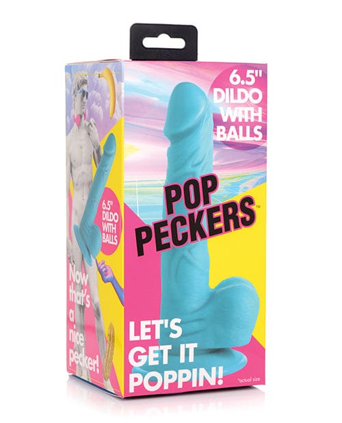 Xr LLC Pop Peckers 6.5" Dildo W/balls Blue Dildos