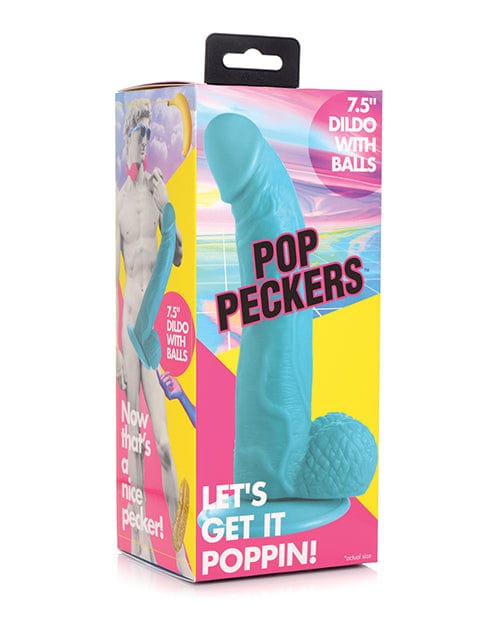 Xr LLC Pop Peckers 7.5" Dildo W/balls Blue Dildos