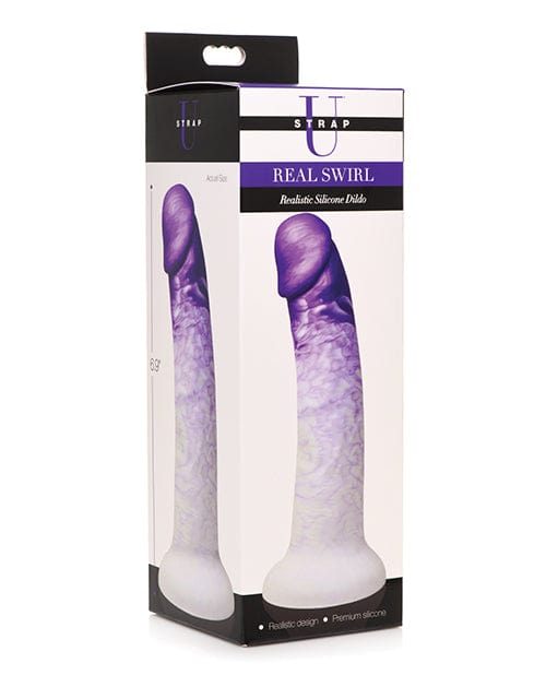 Xr LLC Strap U Real Swirl Realistic Silicone Dildo Purple Dildos