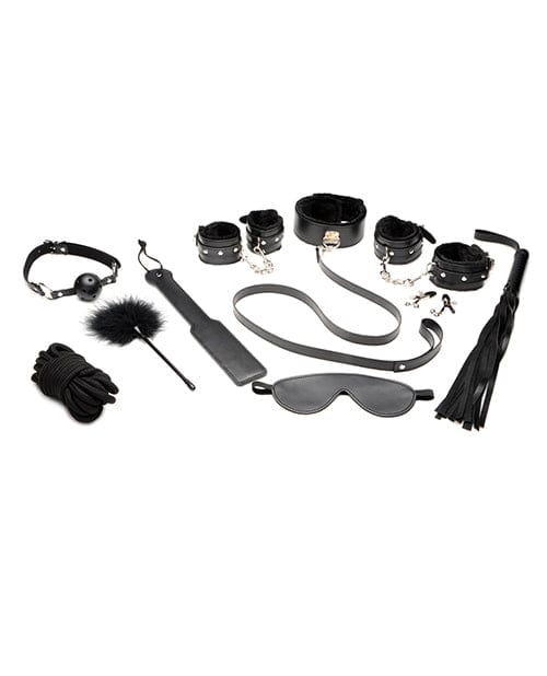 Master Series Hook Up 10 piece Plush Bondage Set - Black