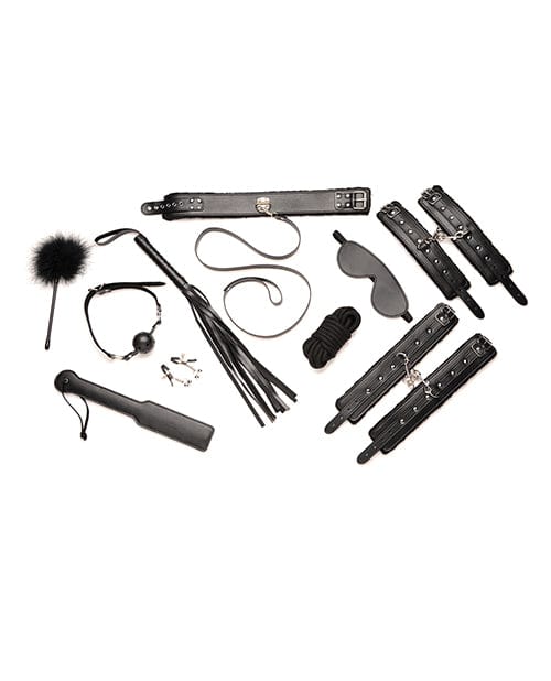 Xr LLC Master Series Hook Up 10 Pc Plush Bondage Set - Black Kink &amp; BDSM