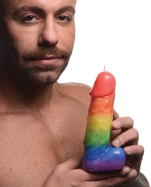 Xr LLC Master Series Pride Pecker Dick Drip Candle - Rainbow More