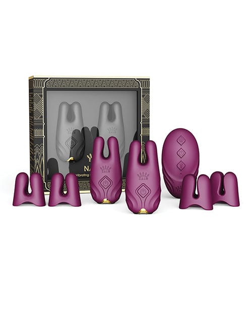 Zalo Zalo Nave Vibrating Nipple Clamps Velvet Purple Kink &amp; BDSM
