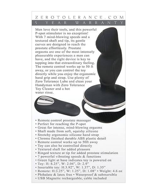Zero Tolerance Zero Tolerance Handyman - Black Anal Toys