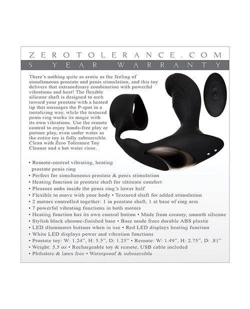Zero Tolerance Zero Tolerance Strapped &amp; Tapped Rechargeable Prostate Vibrator - Black Anal Toys