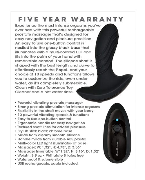 Zero Tolerance Zero Tolerance The Gentleman Rechargeable Prostate Massager - Black Anal Toys