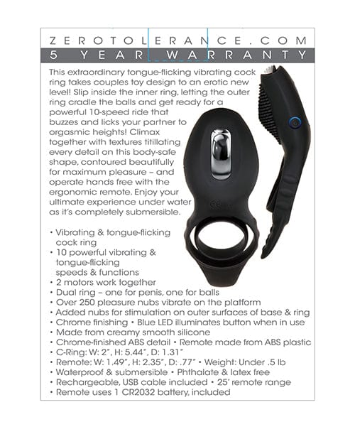 Zero Tolerance Zero Tolerance Mr. Flicker Vibrating Cock Ring - Black Penis Toys