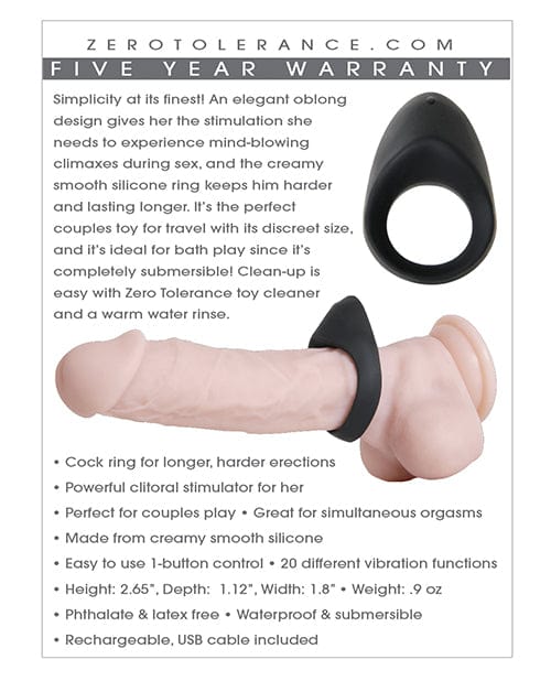 Zero Tolerance Zero Tolerance Night Rider Cock Ring - Black Penis Toys