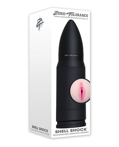 Zero Tolerance Zero Tolerance Shell Shock Rechargeable Vibrating Stroker - Black-Flesh Penis Toys