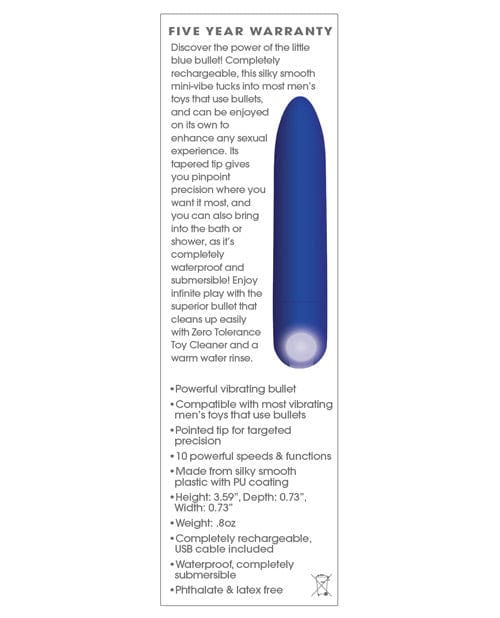 Zero Tolerance Zero Tolerance All Mighty Rechargeable Bullet - Blue Vibrators