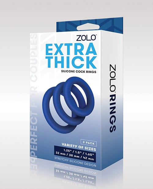 ZOLO ZOLO Extra Thick Silicone Cock Rings - Blue Pack Of 3 Penis Toys