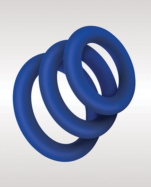 ZOLO ZOLO Extra Thick Silicone Cock Rings - Blue Pack Of 3 Penis Toys
